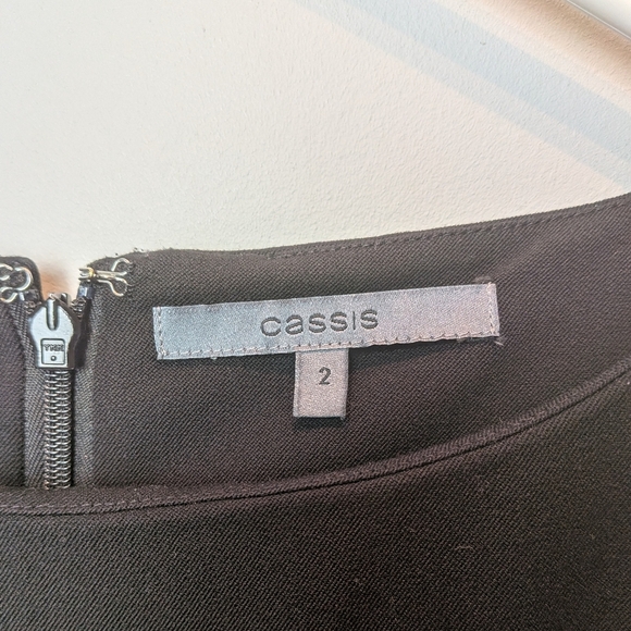 CASSIS Classic Women Black Dress Back Zipper Closure Size 2 Short Sleeve - Picture 4 of 12